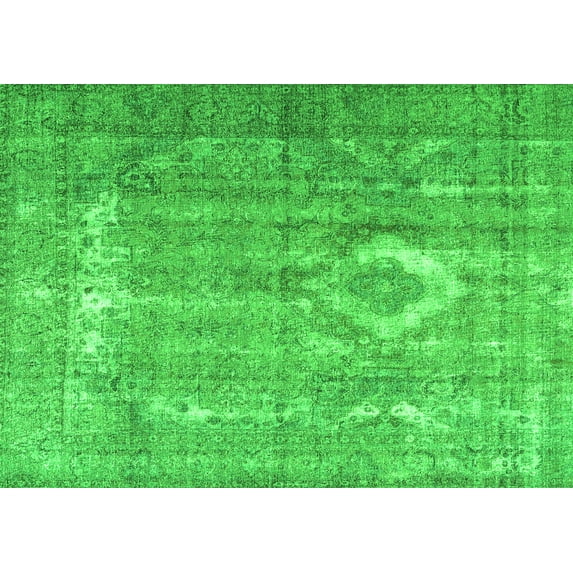 Ahgly Company Machine Washable Indoor Rectangle Persian Green Traditional Area Rugs, 4' x 6'