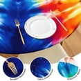 thumbnail image 4 of Colorful Tie Dye Symmetric Pattern Round Fitted Tablecloth with Elastic Edge,Dining Table Cover Waterproof,Outdoor Round Tablecloth for Camping,Dining,Indoor and Outdoor, 4 of 7