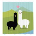 thumbnail image 2 of Ambesonne Llama Shower Curtain, Animals in Love on Hill, 69"Wx75"L, Black and White, 2 of 4