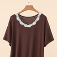thumbnail image 5 of cfhntfmh Nuisette pour Femmes Col Rond Plissée Vêtement de Nuit Manches Courtes Bordure en Dentelle Chemise de Nuit Grande Taille Robe de Nuit de Printemps, 5 of 5