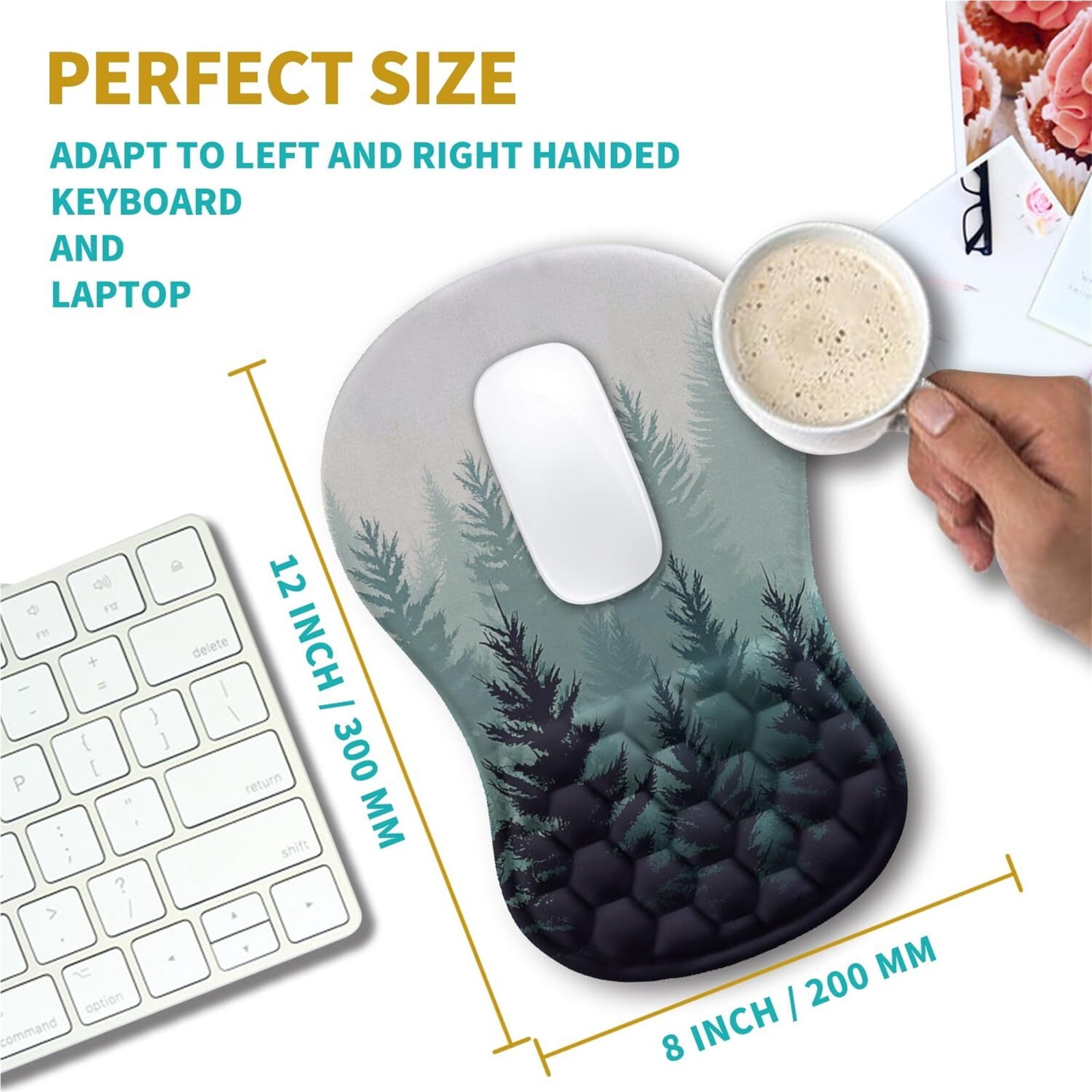 NexTone Ergonomic Mouse Pad Wrist Support, Wrist Rest Mousepad for Carpal Tunnel Pain Relief with Integrated Memory Foam Slope Massage Bulge (11.8x7.9 inch,Pink Fluid