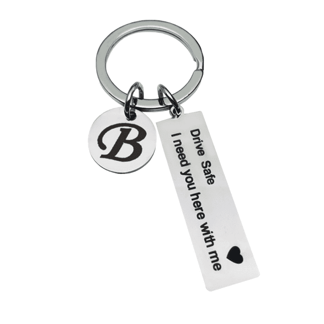 facefd 1/2/3/5 Drive Safe Keychain Initials Lettering Men Women Boyfriend Husband Key Chain B 1 Pc
