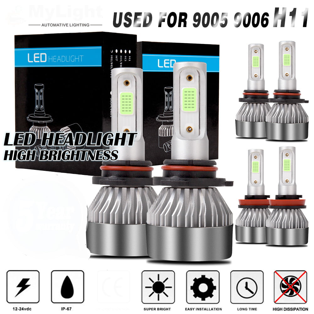 9005 H11 6000K 2000W 300000LM Combo CREE LED Headlight Kit High Low Light Bulb 