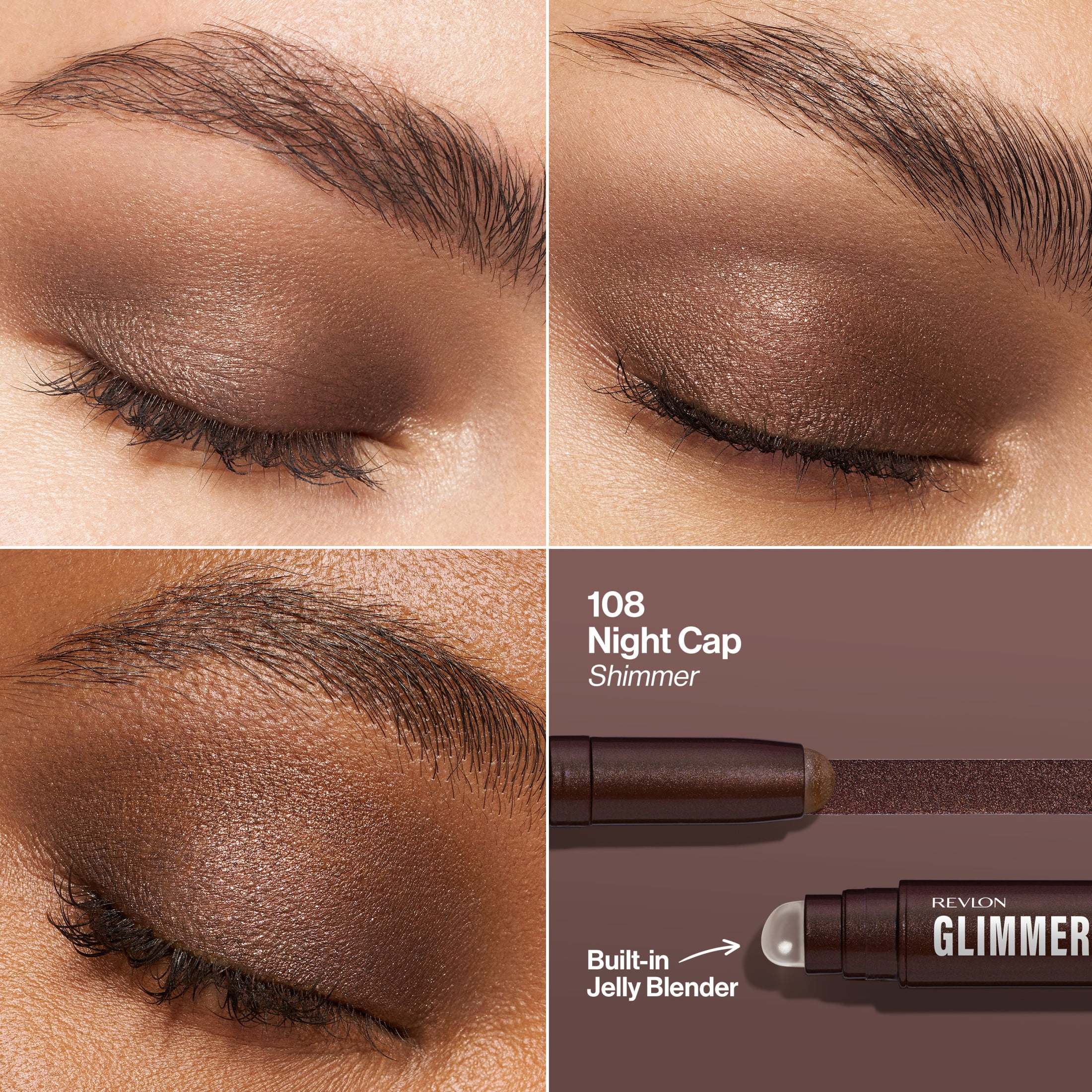 Revlon Glimmer Eyeshadow Multi-Stick Eye Makeup with Jelly Blender, 108 Night Cap