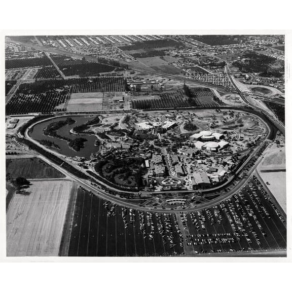 Disneyland Anaheim California aerial view circa 1960's era 8x10 inch photo