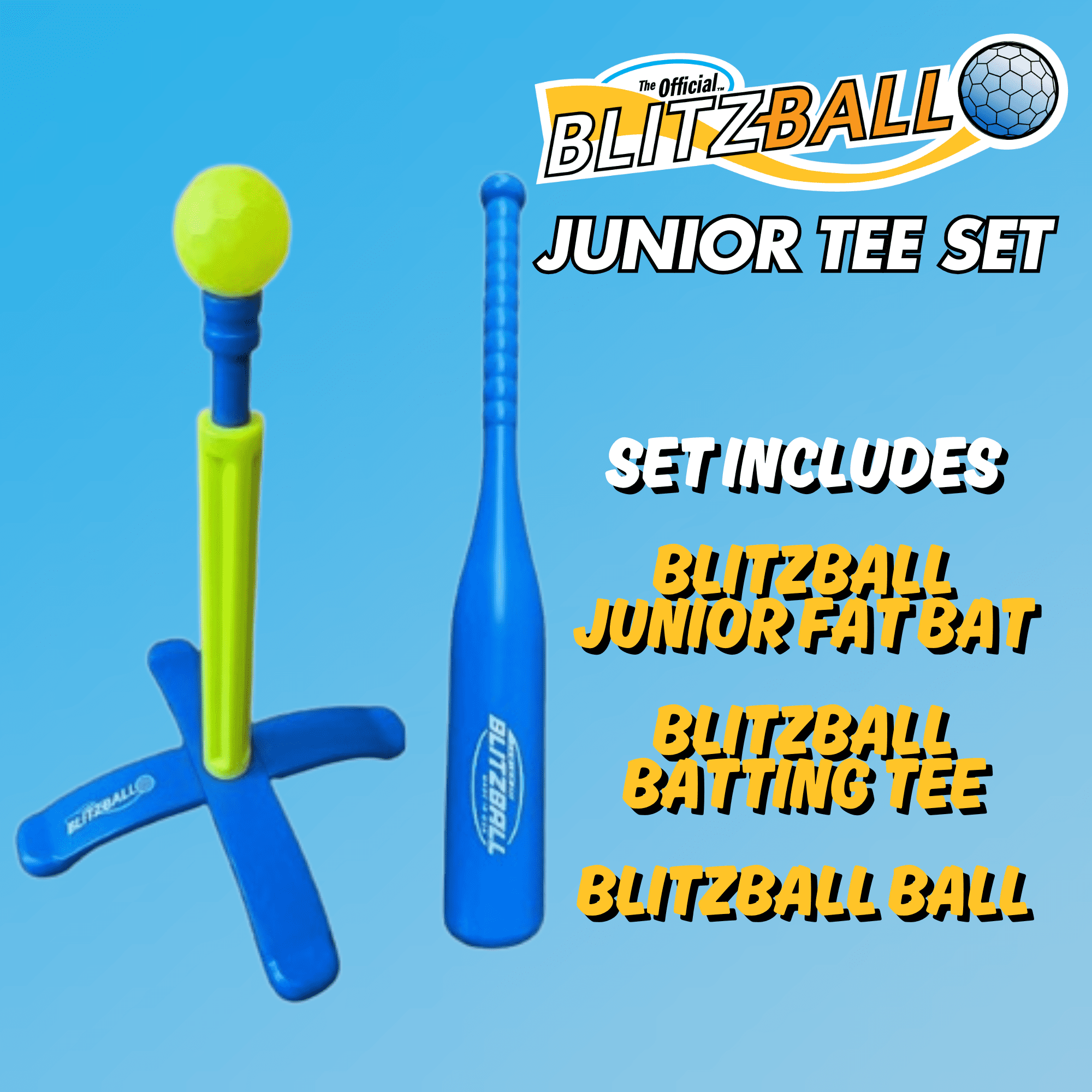 Blitzball Tee Ball Set, Beginner Baseball Training Game for Kids & All Ages