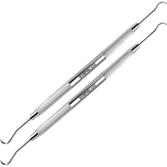 Utopia Care Professional Dental Tartar Scraper Tool, Dental Pick, 6.5 Inch Double Ended Tartar Remover for Teeth, Plaque Remover, Tooth Scraper, Silver, Pack of 2
