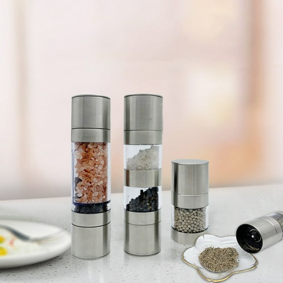 Xihbxyly Molinillo de Pimienta Manual, Núcleo de Molienda de Cerámica de Acero Inoxidable, Grosor Ajustable para Pimienta y Especias, Botella Portátil para Condimentos de Cocina, Molienda Multiusos,