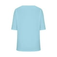 thumbnail image 6 of Penkiiy Women's V Neck T Shirts Half Sleeve Tops Casual Solid Summer Tees L Light Blue, 6 of 6