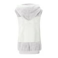 thumbnail image 3 of gbyLJF Sleeveless Jacket for Women Color-blocked Drawstring Full Zipper Hoodie Coat Fall Winter Fleece Warm Jackets, 3 of 5
