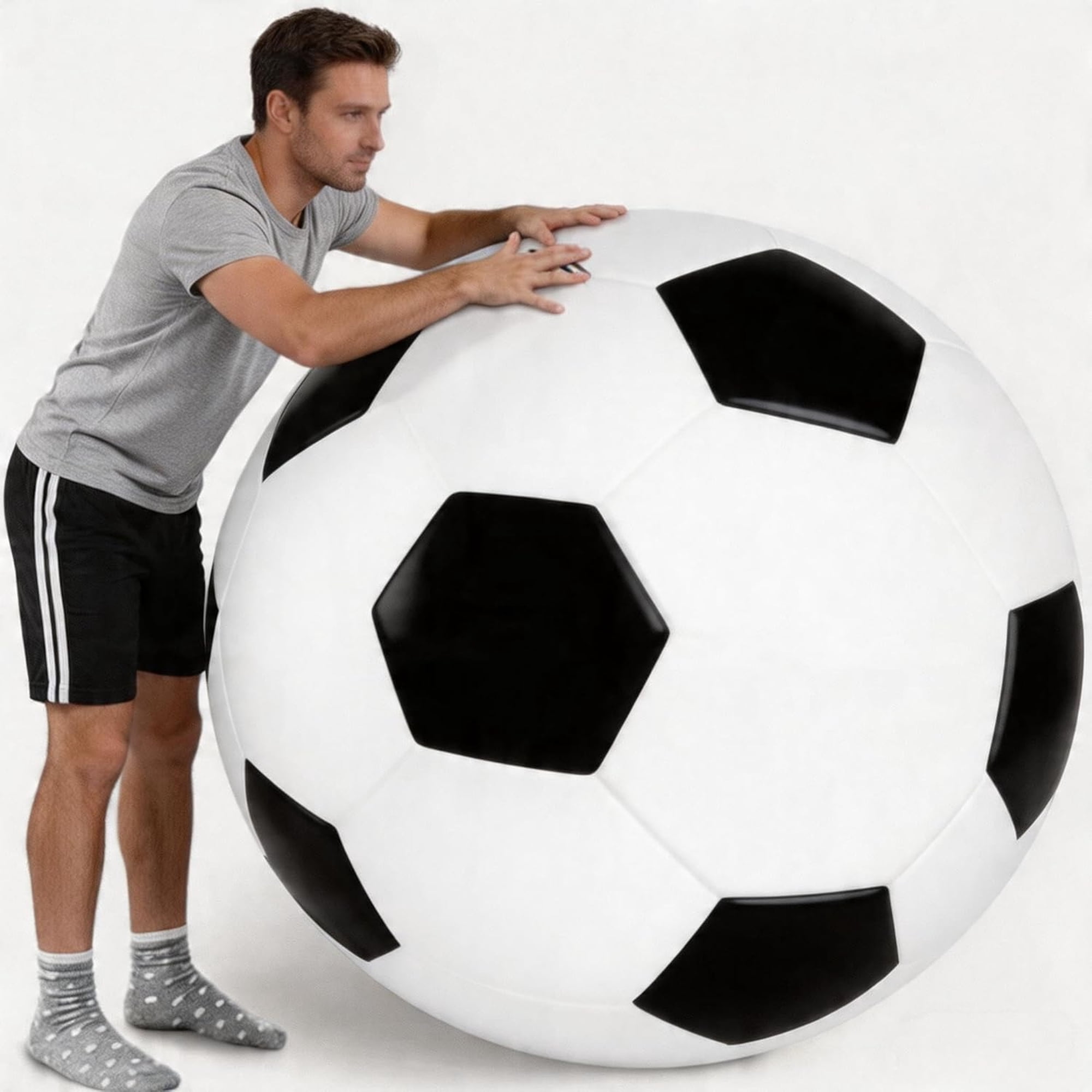 BESTSKY Giant Inflatable Soccer Balls 2 Pack 31-Inch Large Blow Up Balls Durable Pvc Outdoor Play Beach Fun Backyard Recreation Summer Party Supplies Ideal Gift for Adults