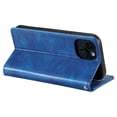 thumbnail image 5 of SaniMore for iPhone 13 Mini PU Leather Case, Wallet Design with Card Slots Cash Pocket [Wrist Strap] Flip kickstand Full Body Protection Magnetic Closure Business TPU Shell for iPhone 13 Mini, Blue, 5 of 11