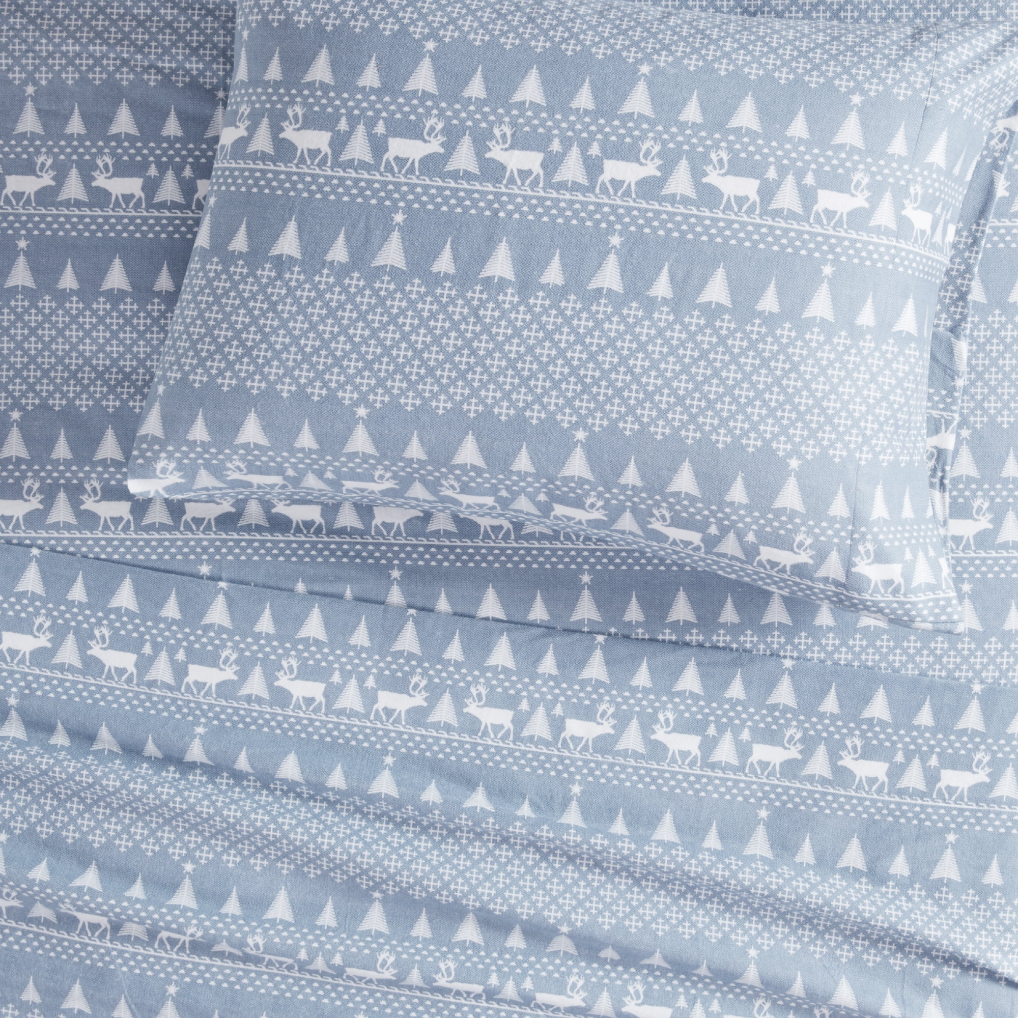 Woolrich Lodge, Cabin 160 GSM Blue Novelty Cotton Sheet Sets, California King, 4 Pieces