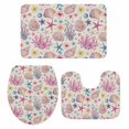 thumbnail image 2 of Summer Beach Bathroom Rugs Set Ocean Starfish Shell Coastal Conch Coral Flowers Linen Non Slip Absorbent Soft Bath Mats 3 Piece Set with Bathroom Rug, U-Shaped Floor Mat, Toilet Seat Cover Small Size, 2 of 9