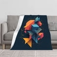 thumbnail image 2 of Vibrant Geometric Flannel Blanket - Soft Cozy and Warm for Sofa Travel Bed and Chair - Modern Abstract Design in Bright Colors, 2 of 7