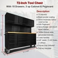thumbnail image 6 of Anortrek 72" Rolling Tool Chest with 15 Drawers & 3 Upper Cabinets, Lockable, with two brakes, 6 of 7