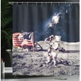 thumbnail image 4 of Ambesonne Cosmos Shower Curtain, Moon Astronaut Space, 69"Wx84"L, Blue Grey, 4 of 5