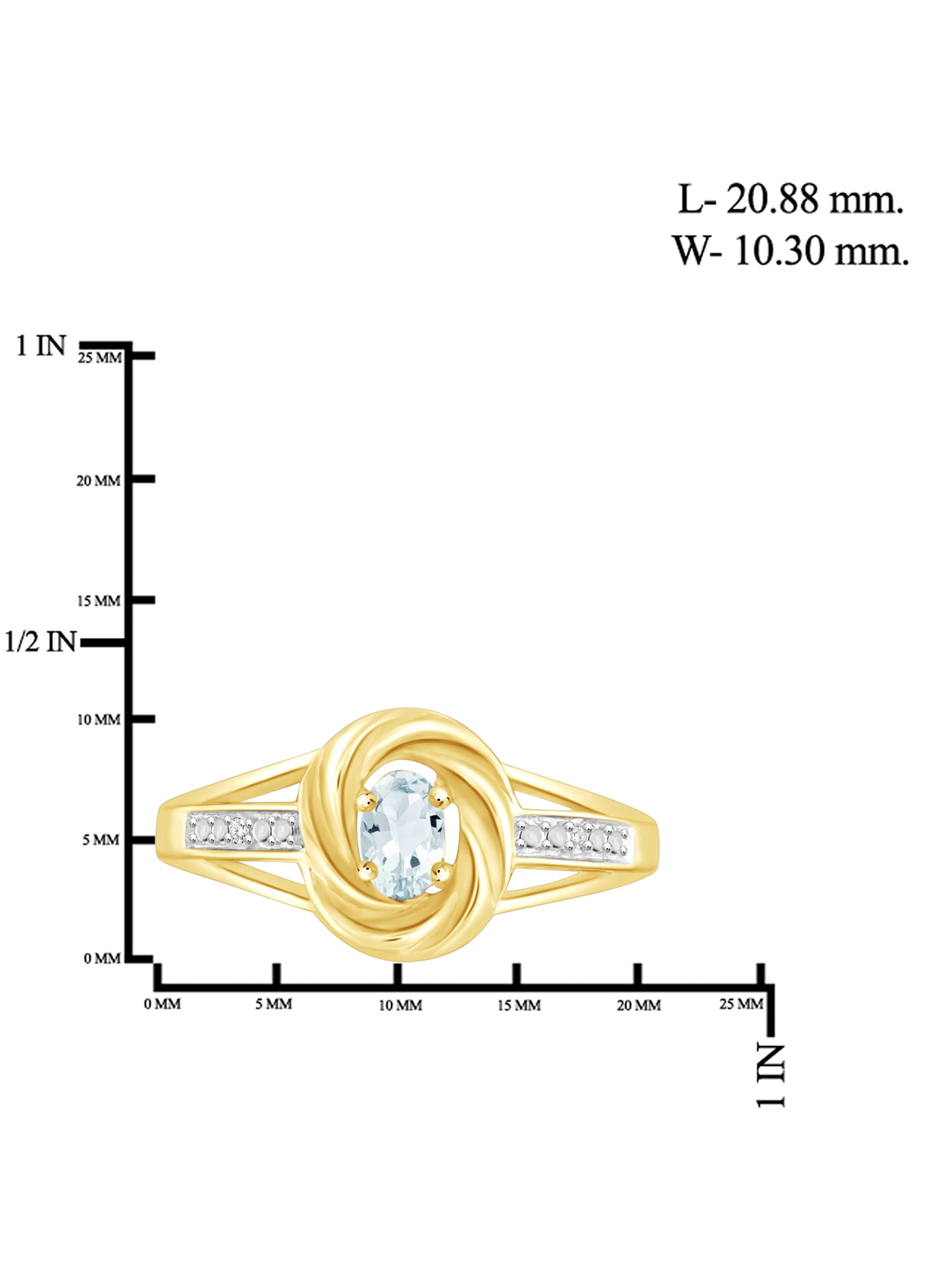 JewelersClub Aquamarine Ring Birthstone Jewelry – 0.25 Carat Aquamarine 14K Gold Plated Silver Ring Jewelry with White Diamond Accent – Gemstone Rings with Hypoallergenic 14K Gold Plated Silver Band