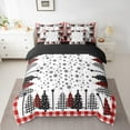 thumbnail image 2 of Manfei Kids Happy Christmas Twin Bedding Sets 7-Piece, Buffalo Xmas Tree Bedding Comforter Set, Cartoon Snowflake Print Reversible Sheet Sets, Super Cozy Room Decor, 2 of 7
