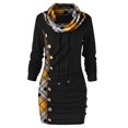 thumbnail image 1 of Dress For Women Plaid Button Collar Drawstring Stitching Tops Tunic Casual Long Sleeve Pullover Shirts, 1 of 8