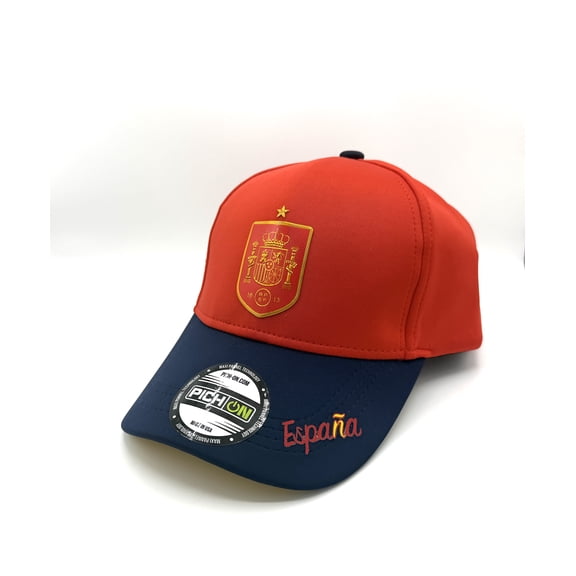 Red Soccer Style Baseball Cap – Spain Inspired Athletic Hat, Adjustable Snapback Sport Cap for Men