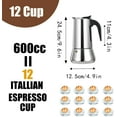 thumbnail image 3 of Stainless Steel Espresso Machine Hot Plate, Moka Pot, Espresso Machine, Percolator, Italian Coffee Maker, Mocha Coffee Machine, Classic Coffee Maker, 100ml - 2 Cups, 3 of 5