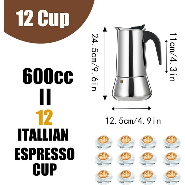 DITOSH 12 Cup Stovetop Espresso Maker Stainless Steel Moka Pot