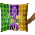 thumbnail image 3 of Mardi Gras Pillow Covers 18X18 Inch Masquerade Mask Fleur De Lis Couch Pillow Cases Yellow Purple Green Throw Pillows Set of 2 Happy Mardi Gras Holiday Party Decor For Sofa Couch Home Decorations, 3 of 6