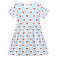 thumbnail image 2 of FORMRS Girls Short Sleeve Dress Summer Casual Round Neck A-line Beach Sundress, Sizes 2T-8T, Light Blue Checkered Heart, 2 of 8