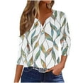 thumbnail image 2 of Fiudx Camisas de Mujer Blusa de Manga 3/4 Corta Estampada a La Moda para Mujer, Blusa Informal con Cuello Redondo, 2 of 5