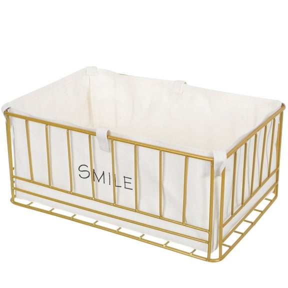 KONTONTY Fabric Lined Wire Basket Storage Bin for Organizing Home Office and Kitchen Essentials