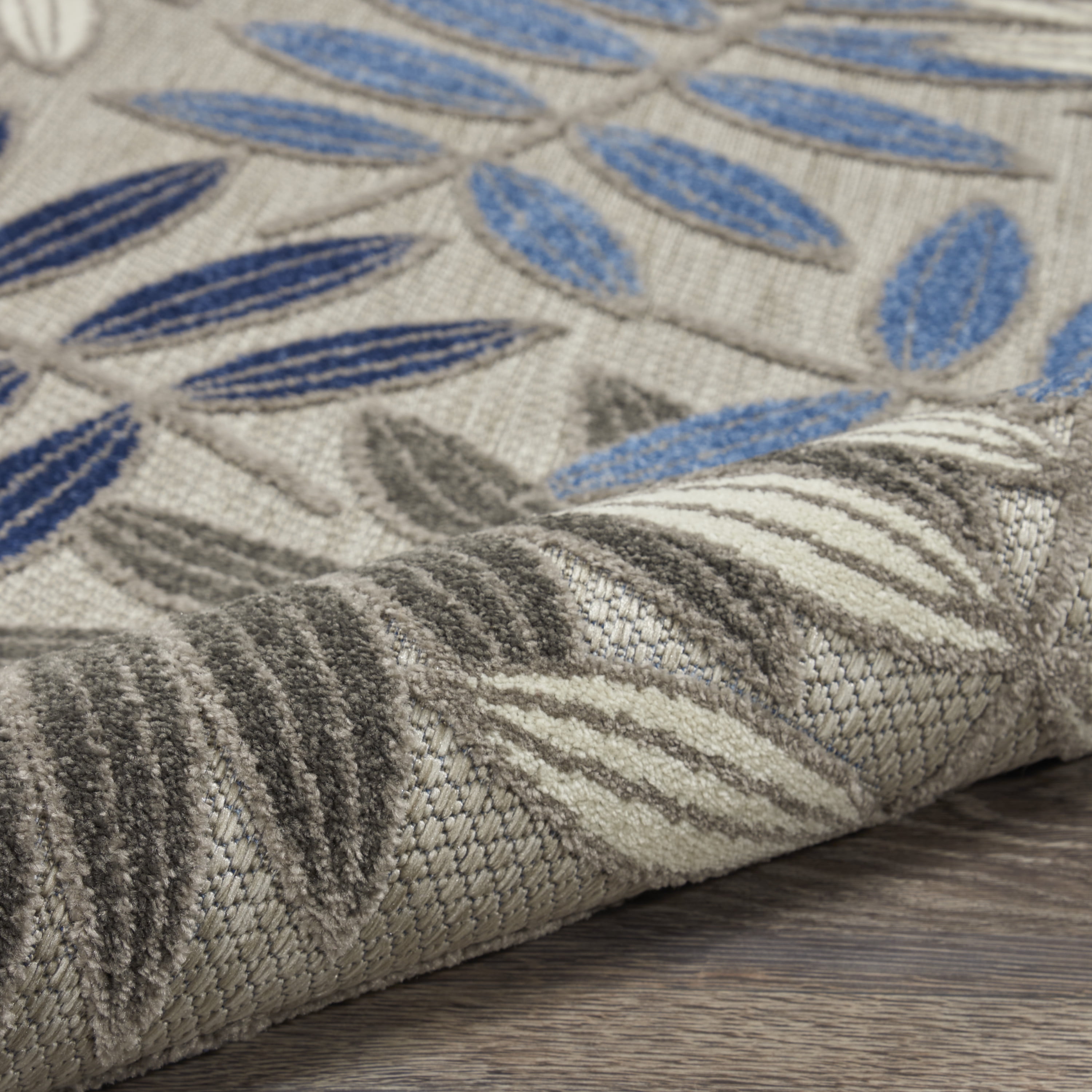 Nourison Aloha Indoor/Outdoor Grey/Blue 7'10" x 10'6" Area Rug, (8x11)