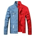 thumbnail image 6 of LZLER Jean Jackets for Men Ripped Color Block Denim Jacket, 6 of 7