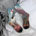 thumbnail image 5 of Susaid Flower White Horse (2) Print Men's Moisture Wicking Cushioned Crew Work Boot Socks Suitable for Size 36-45, 5 of 6