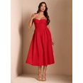thumbnail image 4 of Red Spaghetti Strap Sweetheart Neck Fit & Flare Midi Dress, 4 of 30
