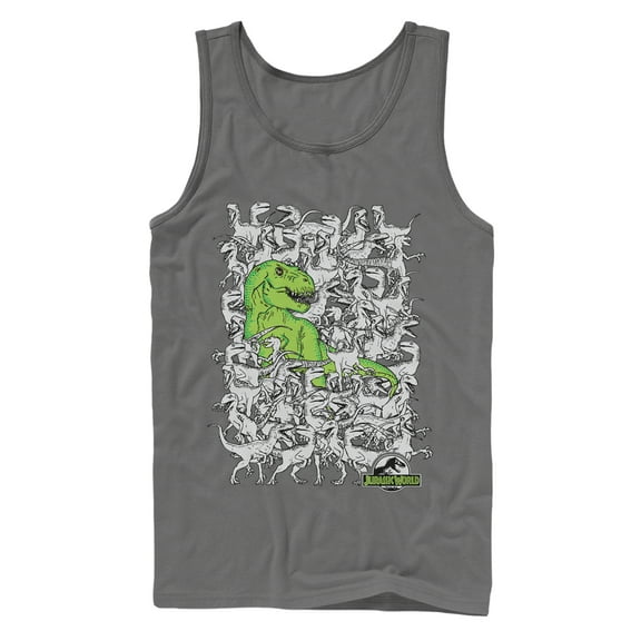 Men's Jurassic World Hidden T. Rex Tank Top Charcoal Small