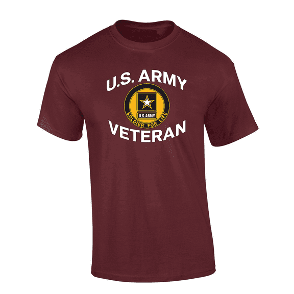 Trenz Shirt Company U.S. Army Veteran: Solider For Life Short Sleeve Mens Graphic T-Shirt-Maroon-xxxl