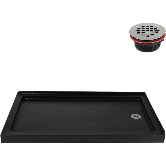 Streamline NTM-706-60BL-RH 60 in. x 36 in. Corner Acrylic Shower Base in Matte Black with Right Hand Drain, Drain Included