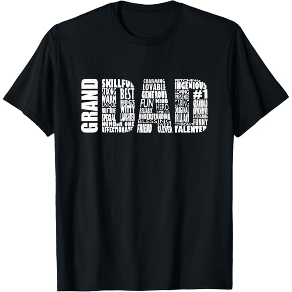 Granddad Grandpa T-Shirt Word Cloud Fathers Day Gift T-Shirt100% cotton short-sleeved shirt for both men and women