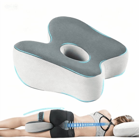 MOONORAH Knee Pillow for Side Sleepers – Memory Foam Leg Pillow for Sciatica, Back & Knee Pain Relief, Ergonomic Contour Cushion with Removable Cover and Elastic Strap, Grey