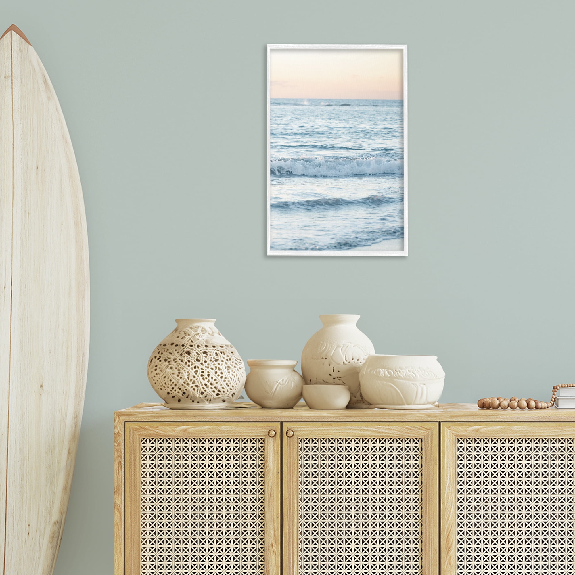 Stupell Industries Sunset & Sea View Coastal Photography White Framed Art Print Wall Art, 16 x 24