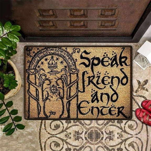 Indoor Entrance Speak Friend and Enter Doormat Funny Welcome Mat Washable Inside Door Mat Welcome Mats Non Slip Farmhouse Housewarming Decoration Entrance Rugs for Porch Home 18x30 inch