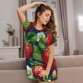 thumbnail image 3 of Fotbe Strawberry2 Bata de Dormir para Mujer con Estampado, Camisón de Algodón de Manga Corta, Ropa de Dormir Casual, 3 of 6