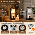thumbnail image 5 of Hausdemo Candle Warmer Lamp, Timer, Dimmable, Adjustable Height, for Scented Jar Candles, Birthday Gifts for Women Mom, Home Decor, Metal Square with Bulbs, 5 of 12