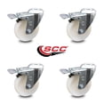 thumbnail image 2 of 4 Inch Nylon Wheel Swivel Bolt Hole Caster Set with Total Lock Brake SCC, 2 of 2