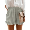 thumbnail image 7 of Women Plus Size Comfy Casual Elastic Waist Pure Color Shorts Summer Beach Lightweight Ruffle Short Pants with Pockets, 7 of 7