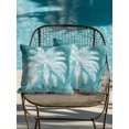 thumbnail image 3 of Outdoor Pillows Waterproof, Teal Summer Palm Tree Throw Pillows with Inserts Included, Coastal Beach Tropical Botanical Vintage Indoor Outdoor Decorative Lumbar Pillow for Bed/Couch 18"x18", 2Pcs, 3 of 8