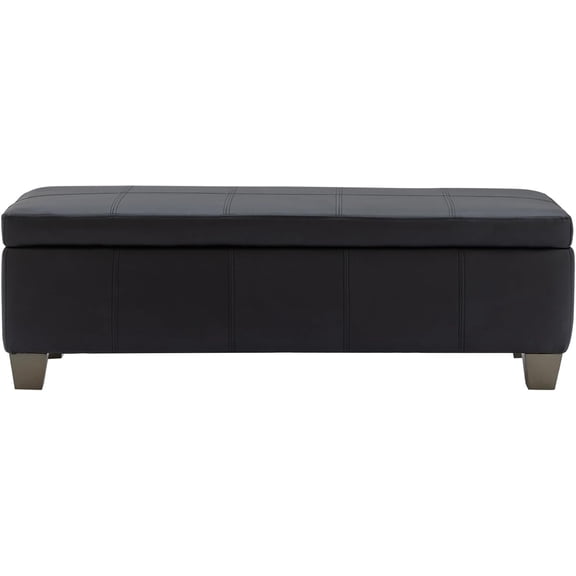 Storage Ottoman, Storage Bench with Safety Hinge, Upholstered Synthetic Leather Ottoman Bench for Bedroom, Living Room, Entryway, Hallway, Foot Rest, Support 500lbs