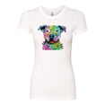 thumbnail image 2 of Neon Rainbow Trippy Cute Pitbull Dog Straight at You Dog Lover Womens Slim Fit Junior Tee, White, X-Large, 2 of 3