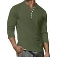 thumbnail image 6 of Lumtrix Mens Long Sleeve Henley Shirts Stretch Casual 3 Button Tee Baisc Plain Slim Fit Henley Lightweight Shirts Dark Green XL, 6 of 8